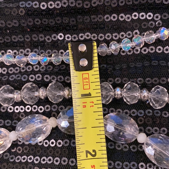 LIZ CLAIBORNE - necklace: triple-tier, multi-sized clear iridescent beads, adj. - Picture 10 of 16